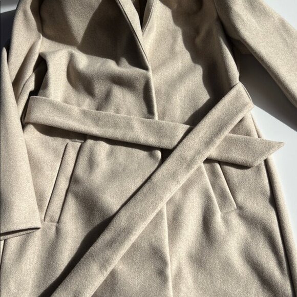 Zara Belted Soft Hooded Longline Coat Jacket Ecru scandi minimalist soft XS - Picture 14 of 16